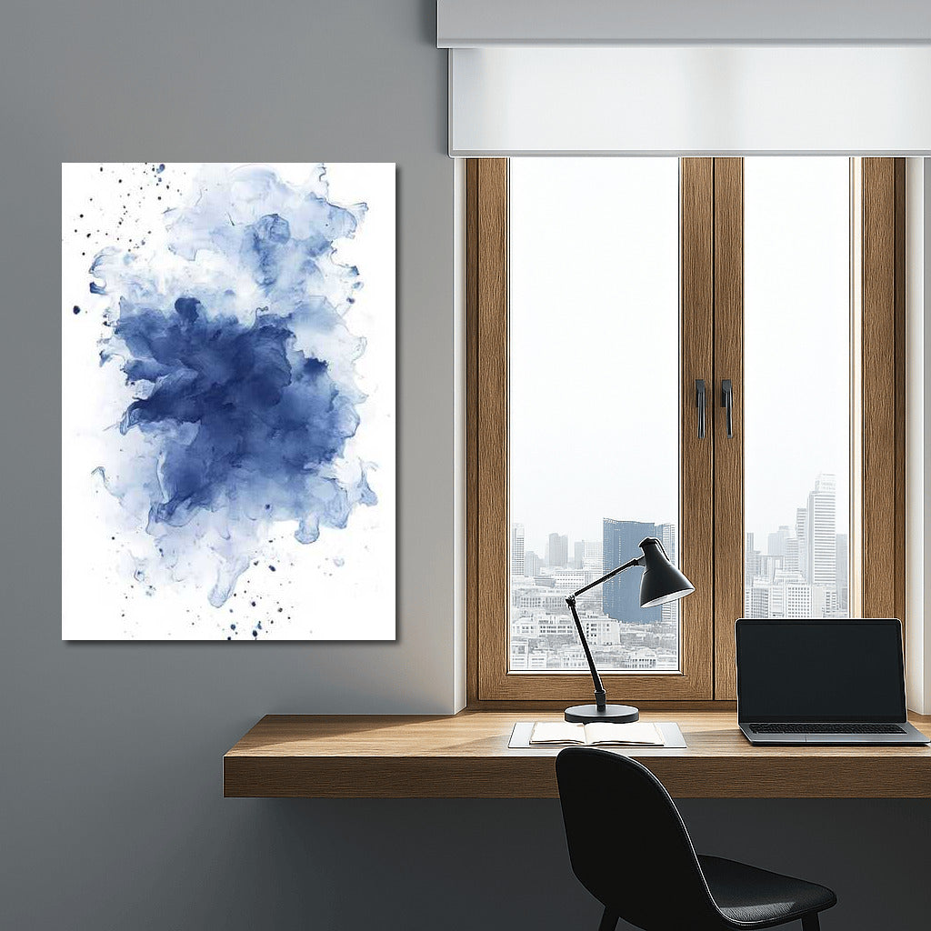 Fantasy in Blue Ink Splatter: Abstract Immersion
