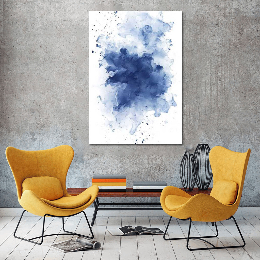Fantasy in Blue Ink Splatter: Abstract Immersion