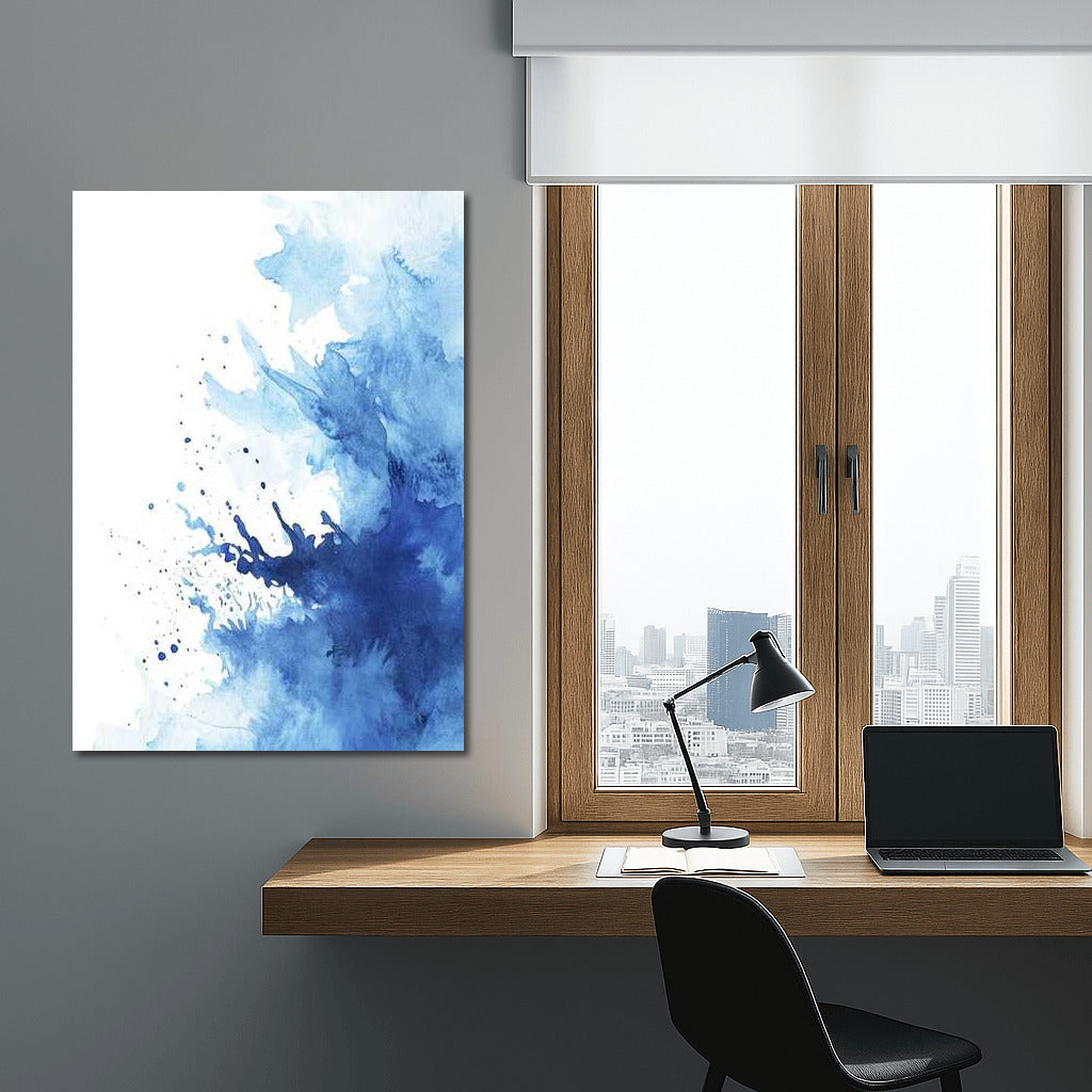 Serene Blue Ink Waltz: Abstract Swirl