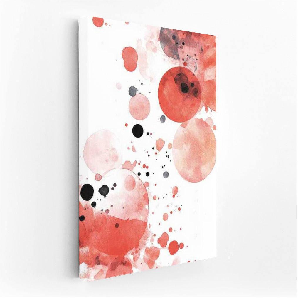 Coral Vortex: Abstract Circles and Black Splashes