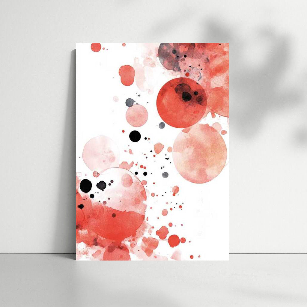 Coral Vortex: Abstract Circles and Black Splashes