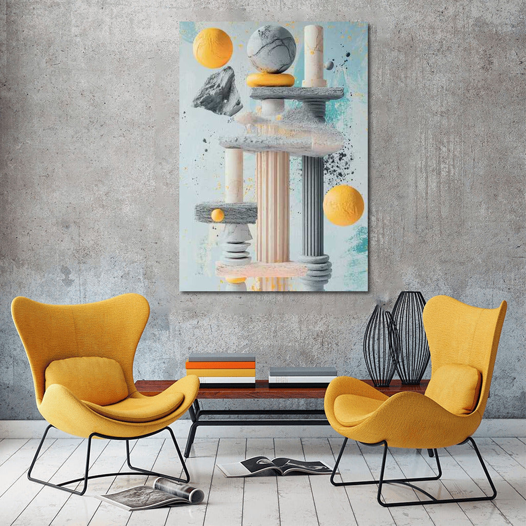 Abstract Symphony of Columns: Play of Forms and Colors