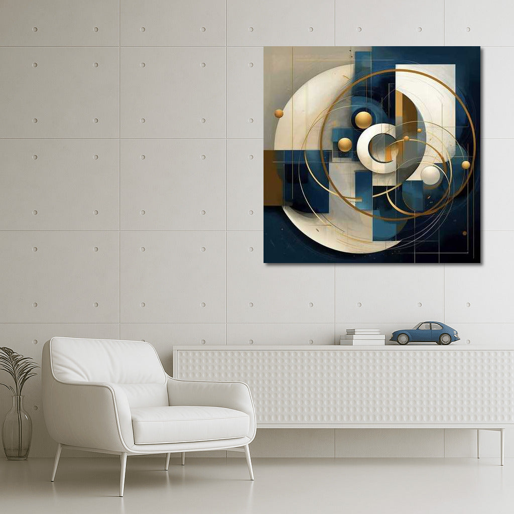 Harmony of Abstraction: Geometry in Blue, White and Gold