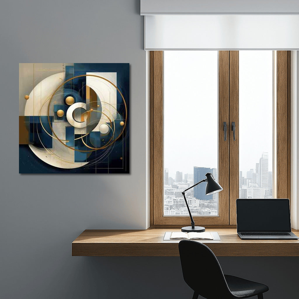Harmony of Abstraction: Geometry in Blue, White and Gold