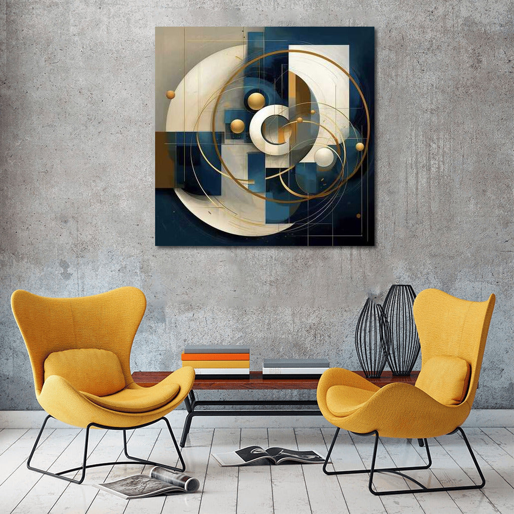 Harmony of Abstraction: Geometry in Blue, White and Gold