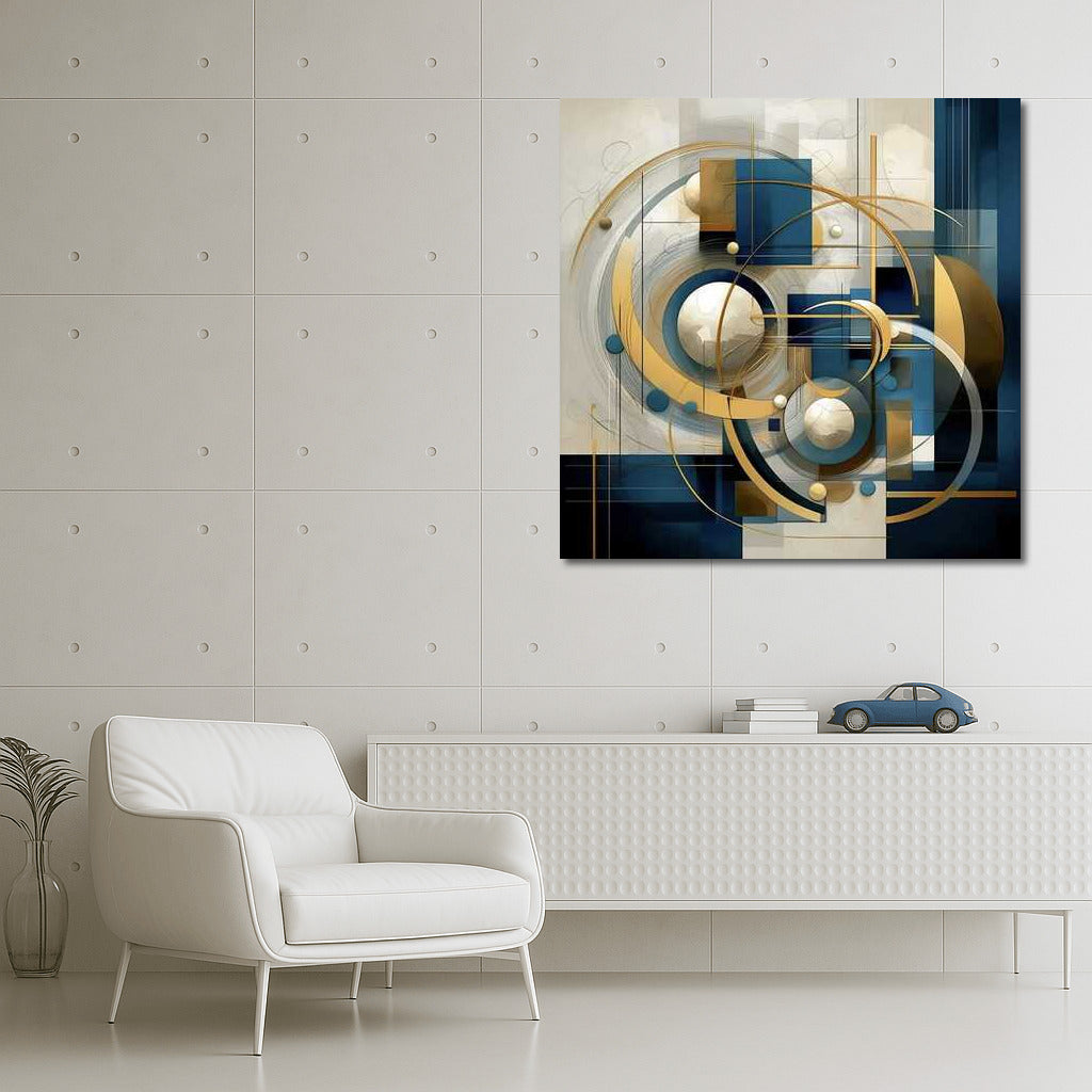 Harmony of Abstraction: Geometry in Blue, White and Gold