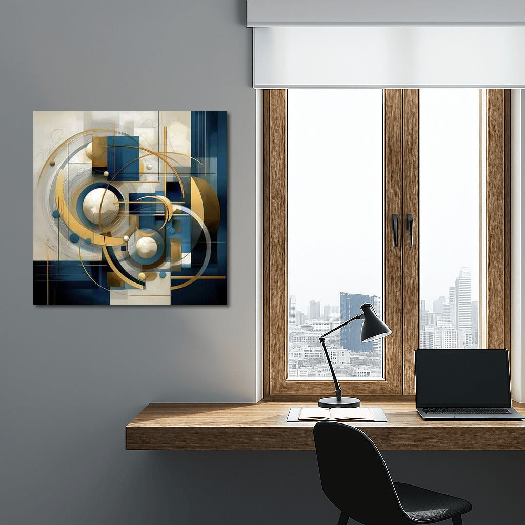 Harmony of Abstraction: Geometry in Blue, White and Gold