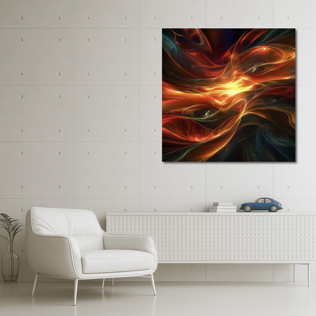 Fire Swirls: Abstract Orange Waves