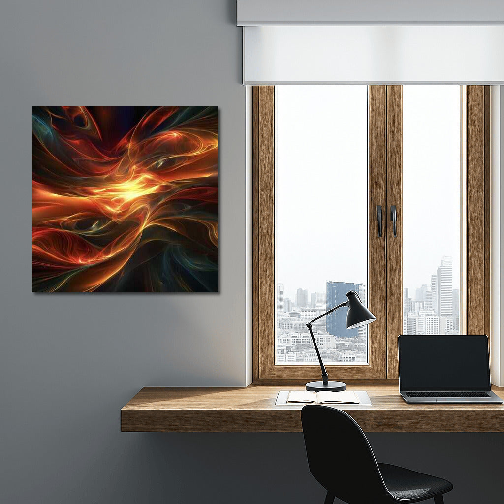 Fire Swirls: Abstract Orange Waves