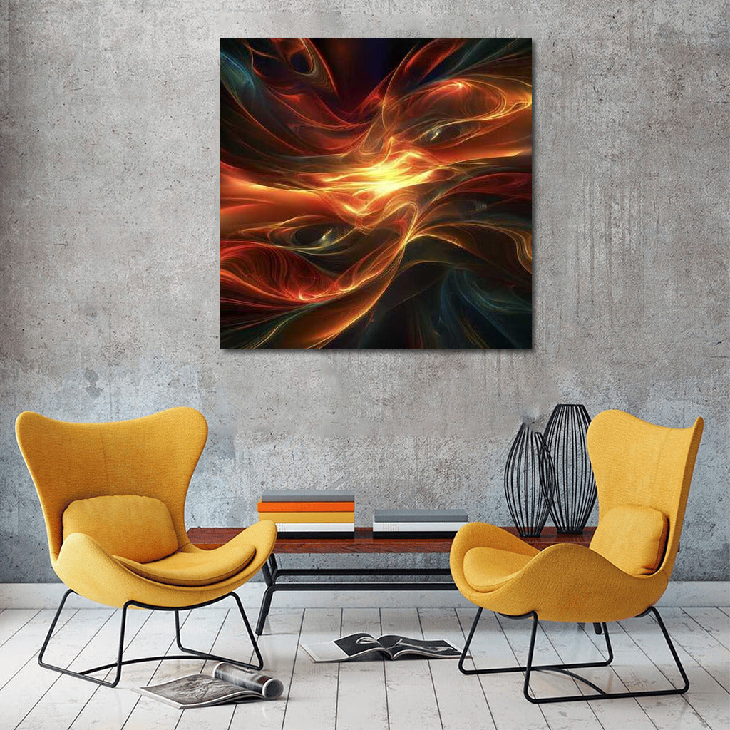 Fire Swirls: Abstract Orange Waves