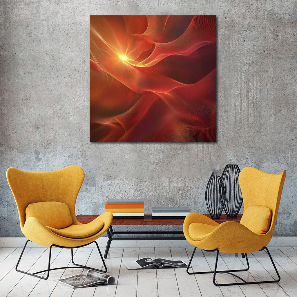 Orange Waves Abstraction: Living Canvas
