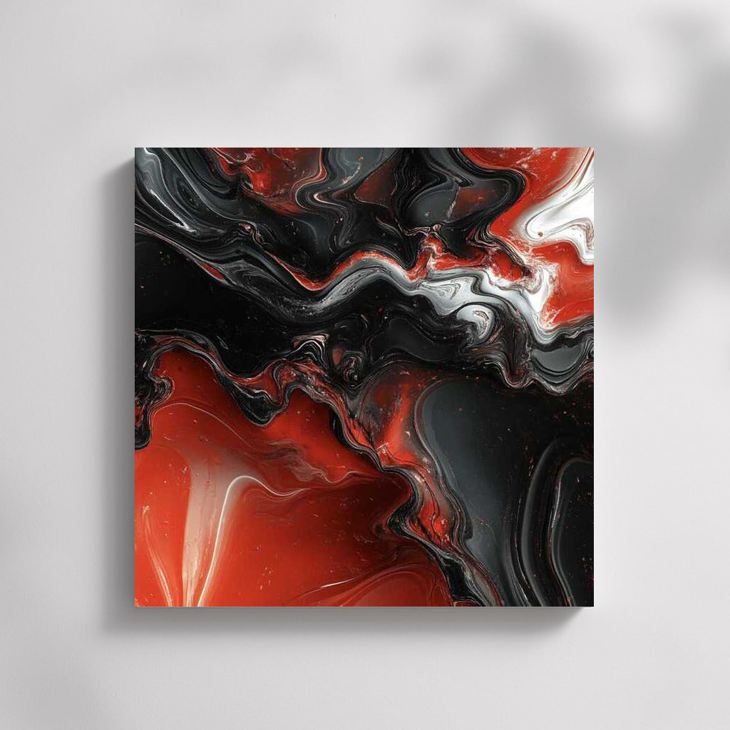 Storm of Emotions: Abstract Vortex of Red and Black Tones