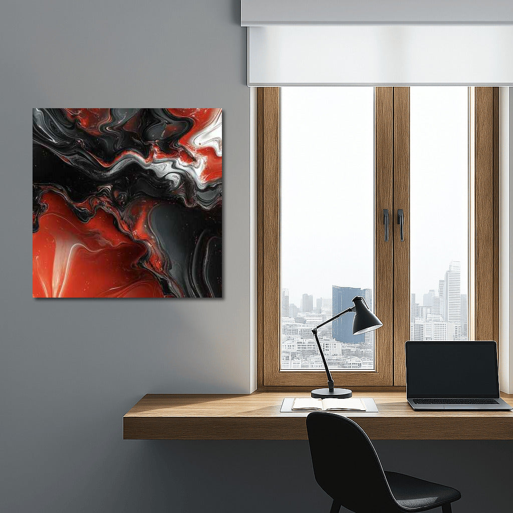 Storm of Emotions: Abstract Vortex of Red and Black Tones