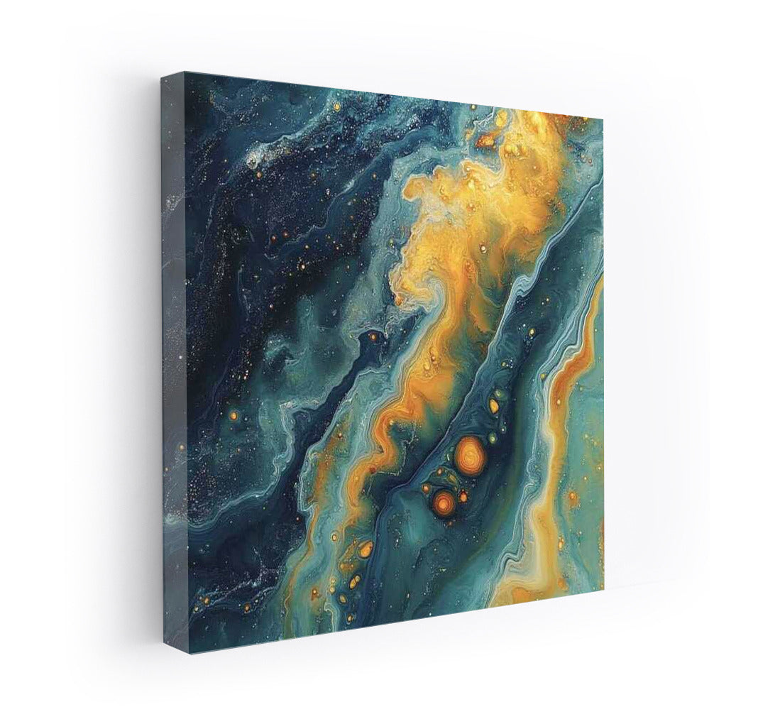 Bright Flashes: Abstract Yellow Spots on Deep Background
