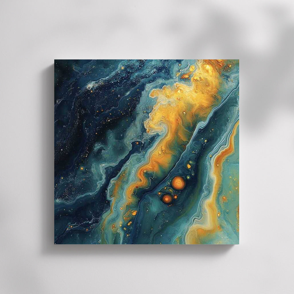 Bright Flashes: Abstract Yellow Spots on Deep Background