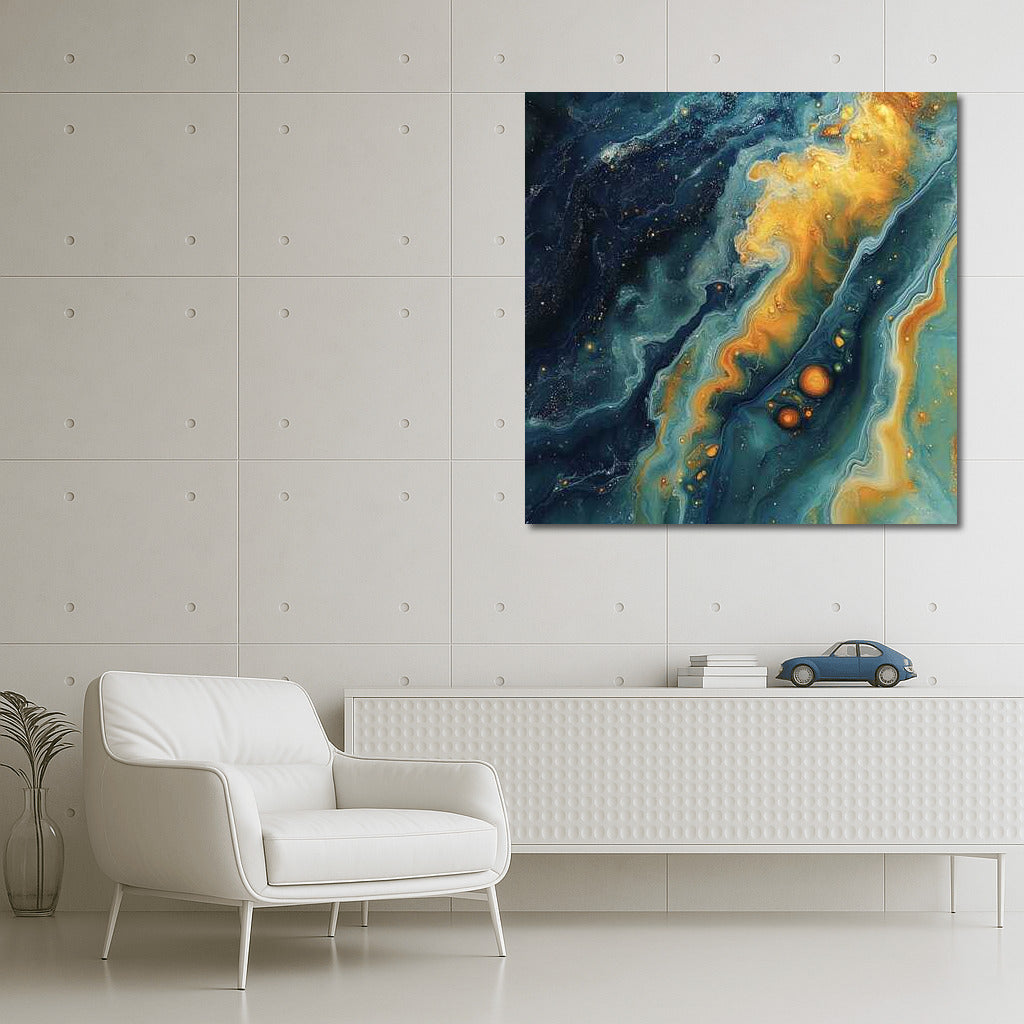 Bright Flashes: Abstract Yellow Spots on Deep Background