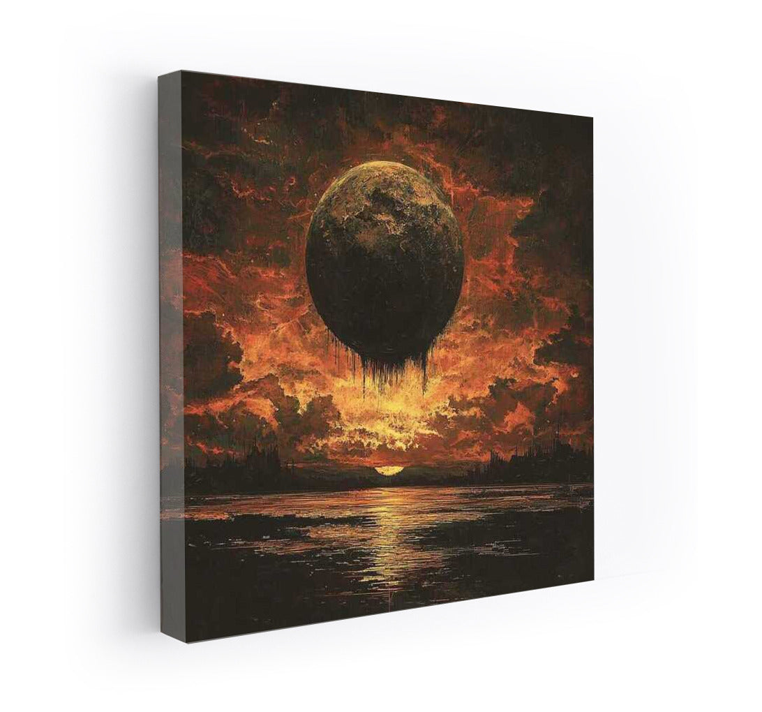 Fiery Sunset: Abstraction with Mysterious Sphere