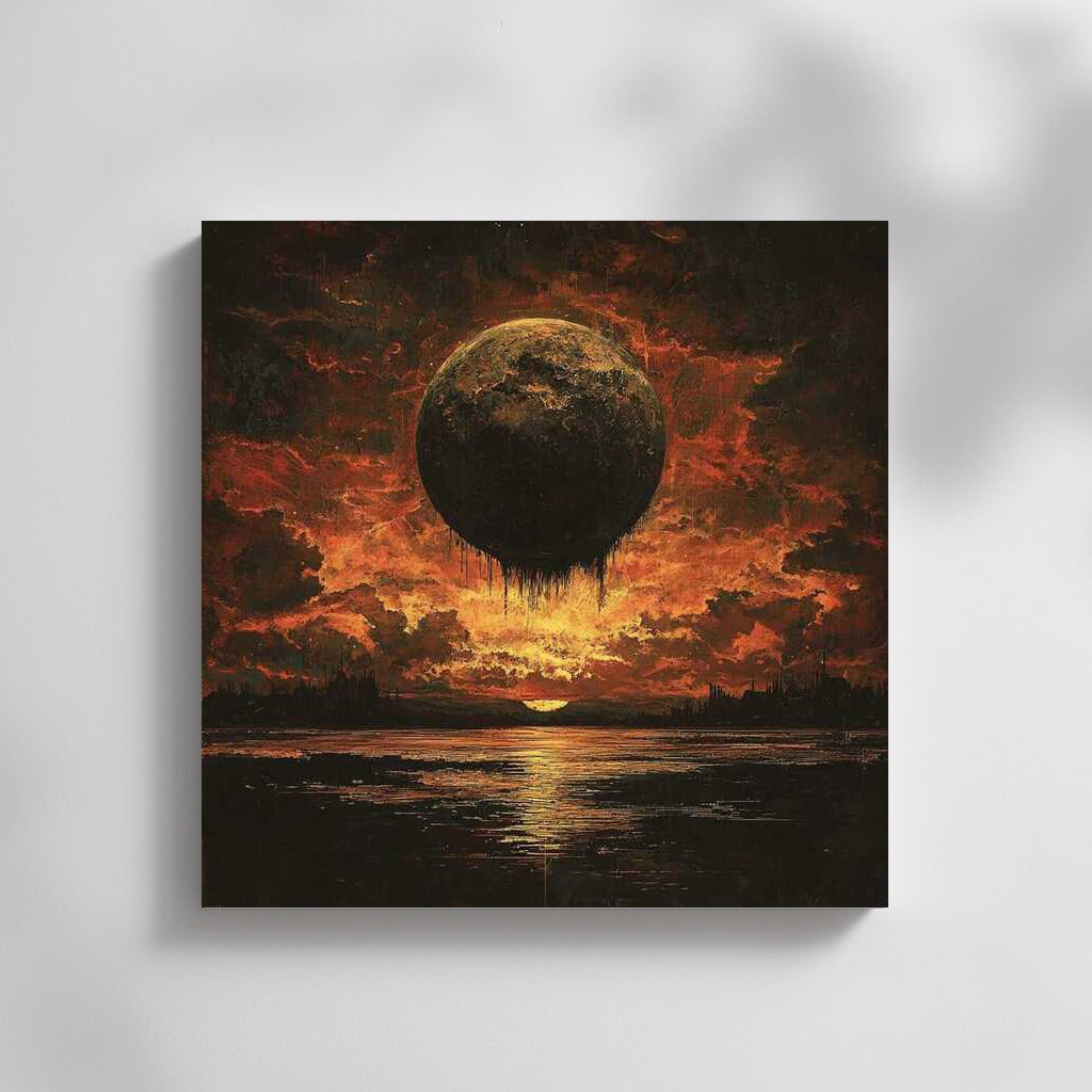 Fiery Sunset: Abstraction with Mysterious Sphere