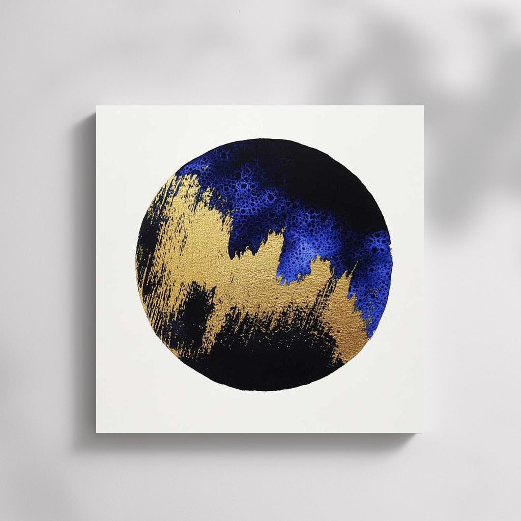 Golden Sphere: Abstract Charm on Blue Background