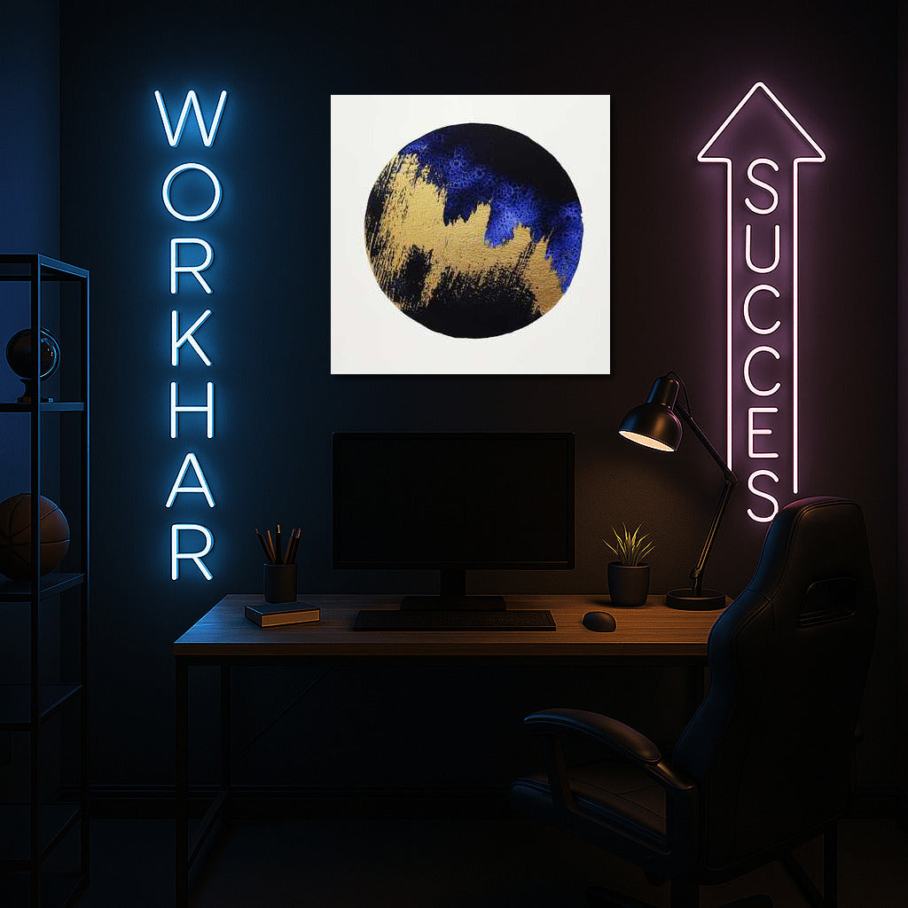 Golden Sphere: Abstract Charm on Blue Background