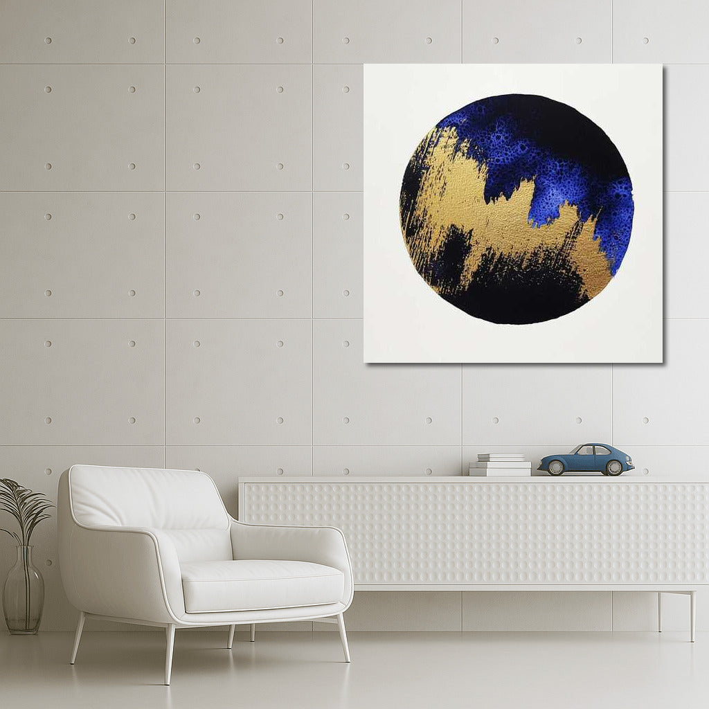 Golden Sphere: Abstract Charm on Blue Background