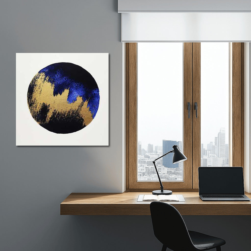 Golden Sphere: Abstract Charm on Blue Background