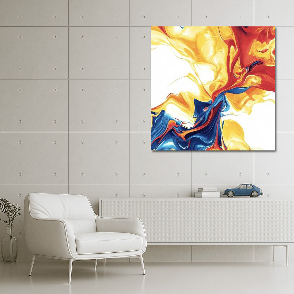Abstract Symphony of Colors: Streams of Yellow, Red and Blue