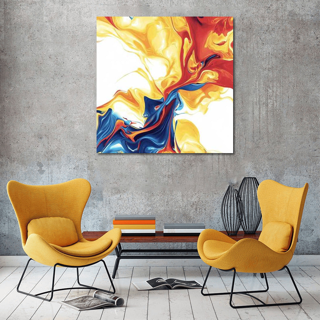 Abstract Symphony of Colors: Streams of Yellow, Red and Blue