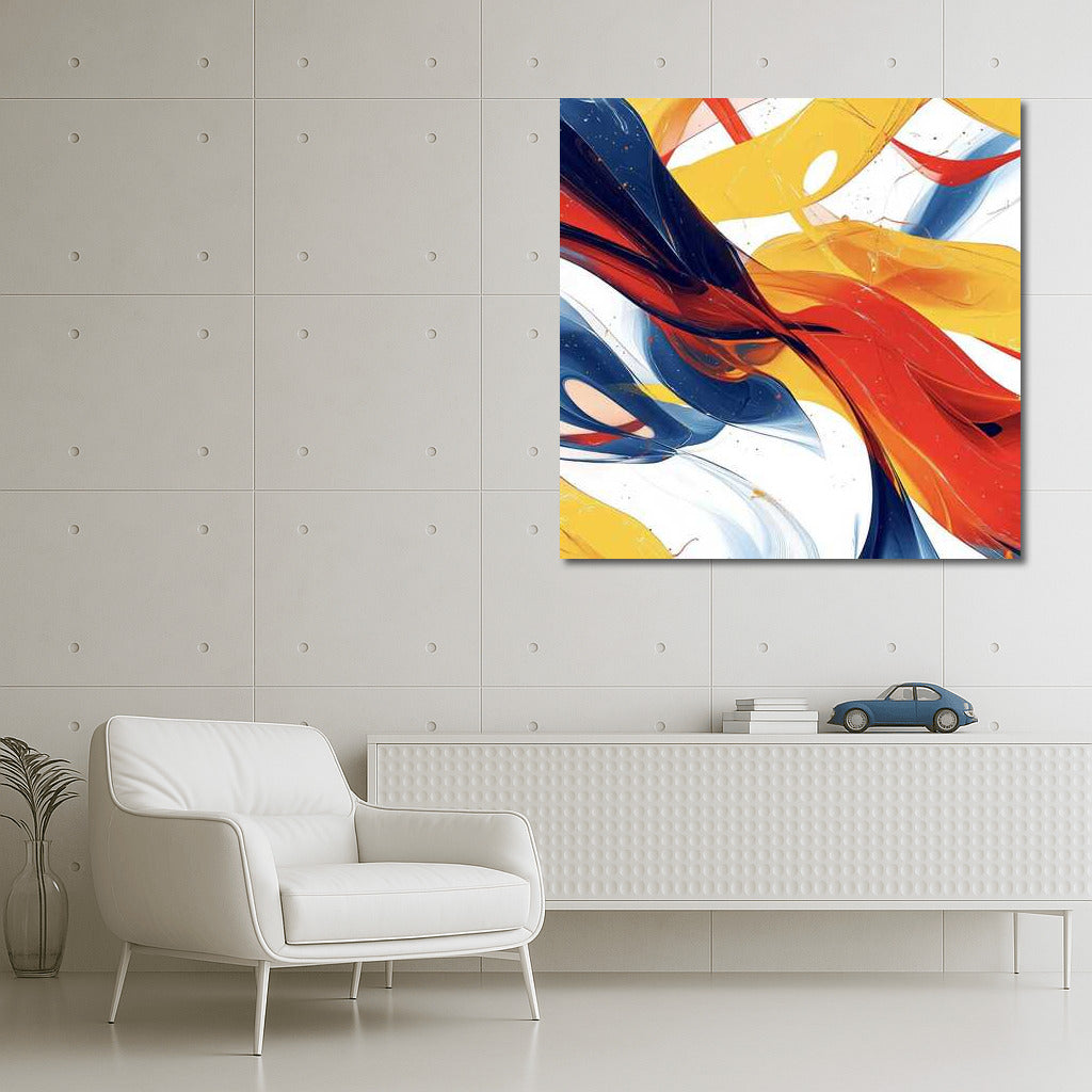 Waves of Color: Abstract Patterns in Yellow, Red and Blue