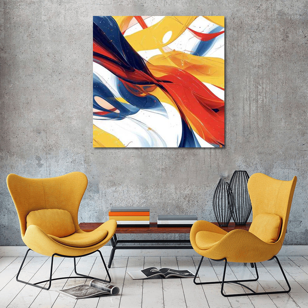 Waves of Color: Abstract Patterns in Yellow, Red and Blue