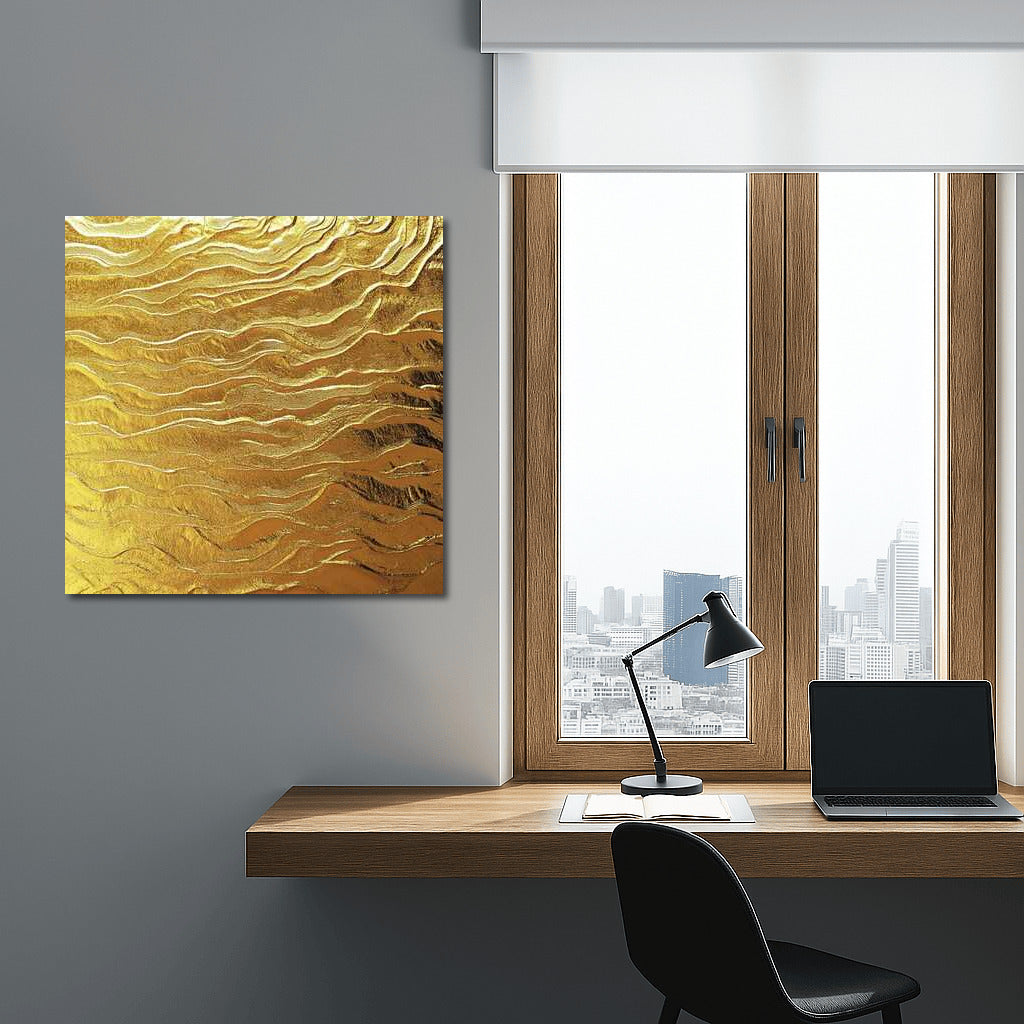 Golden Waves Abstraction: Texture and Shine
