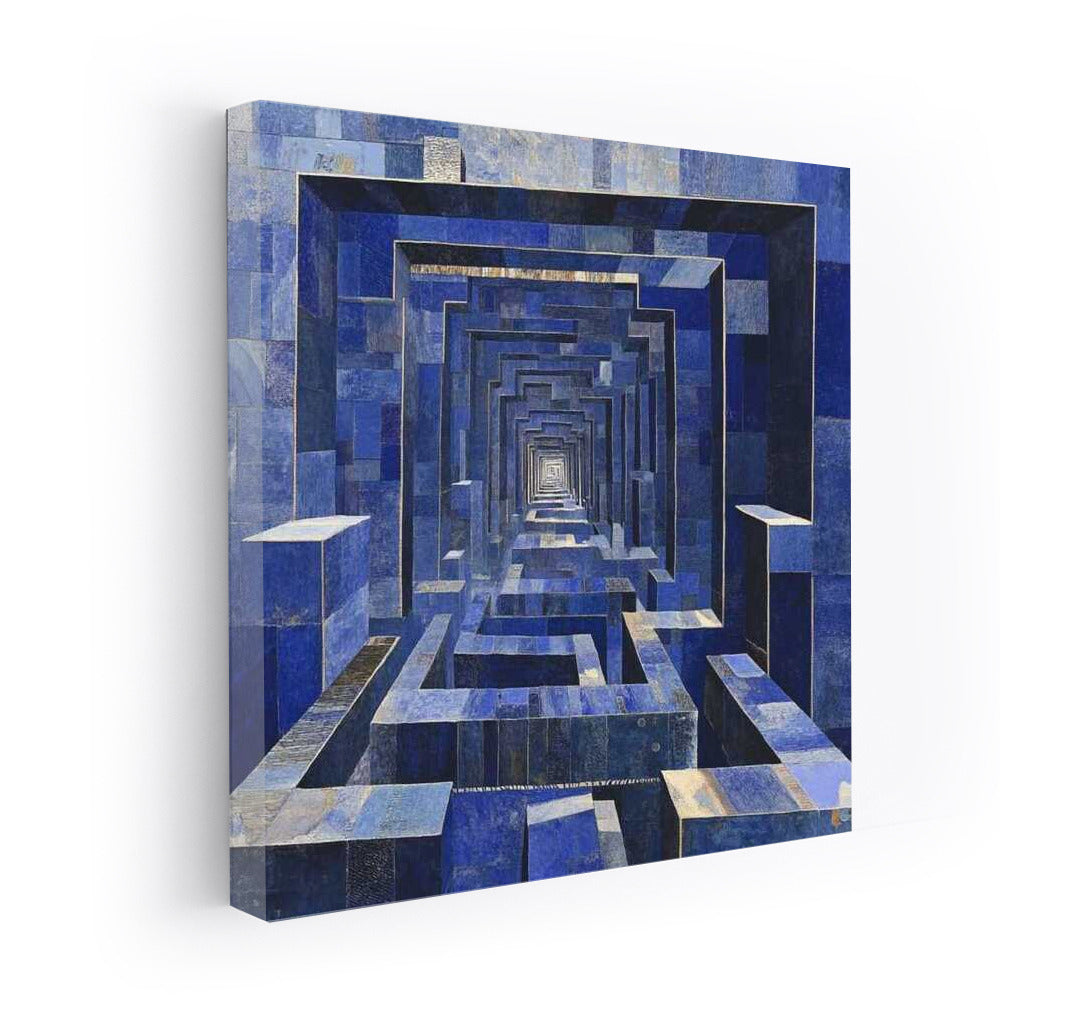 Abstract Labyrinth: Dive into the Blue Depths