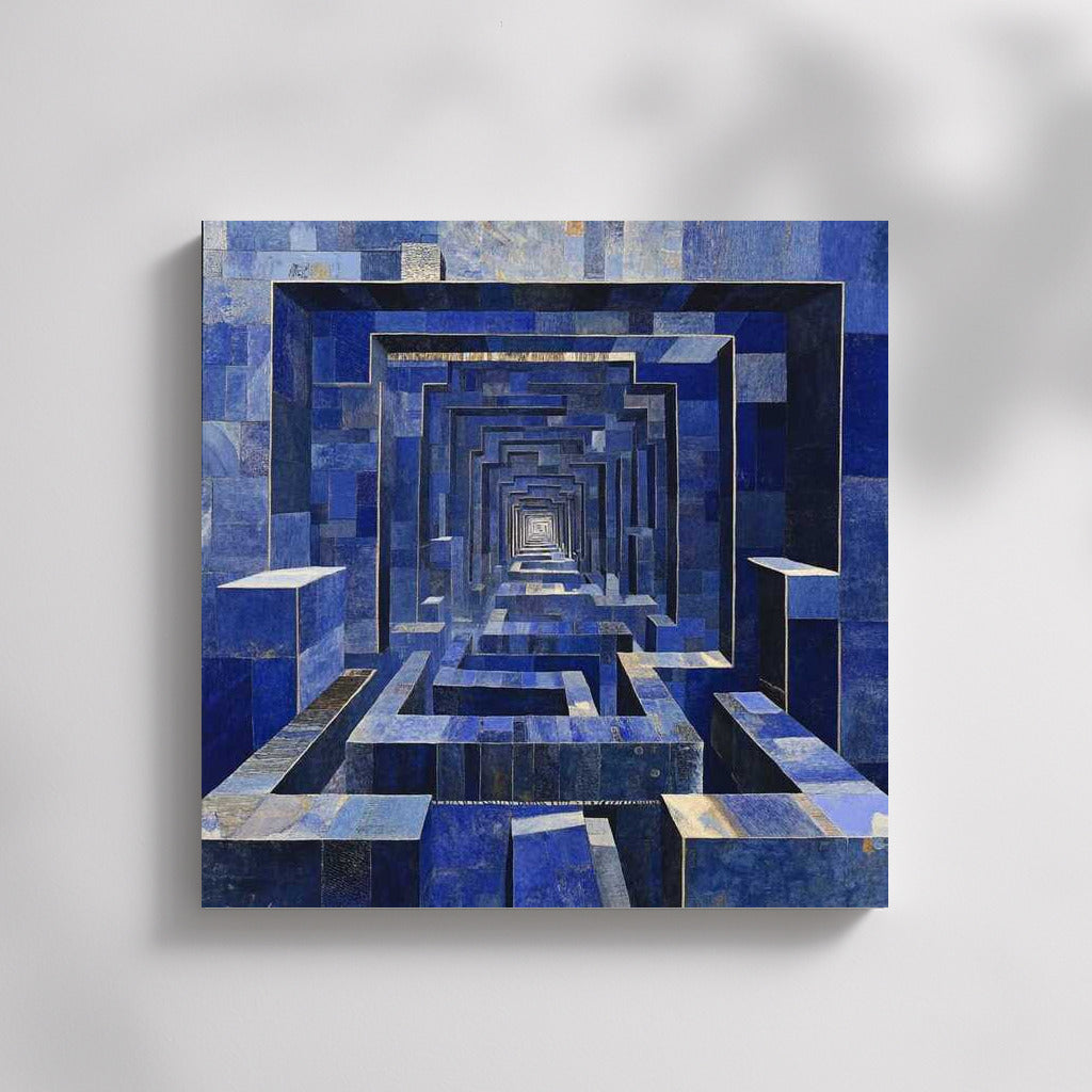 Abstract Labyrinth: Dive into the Blue Depths