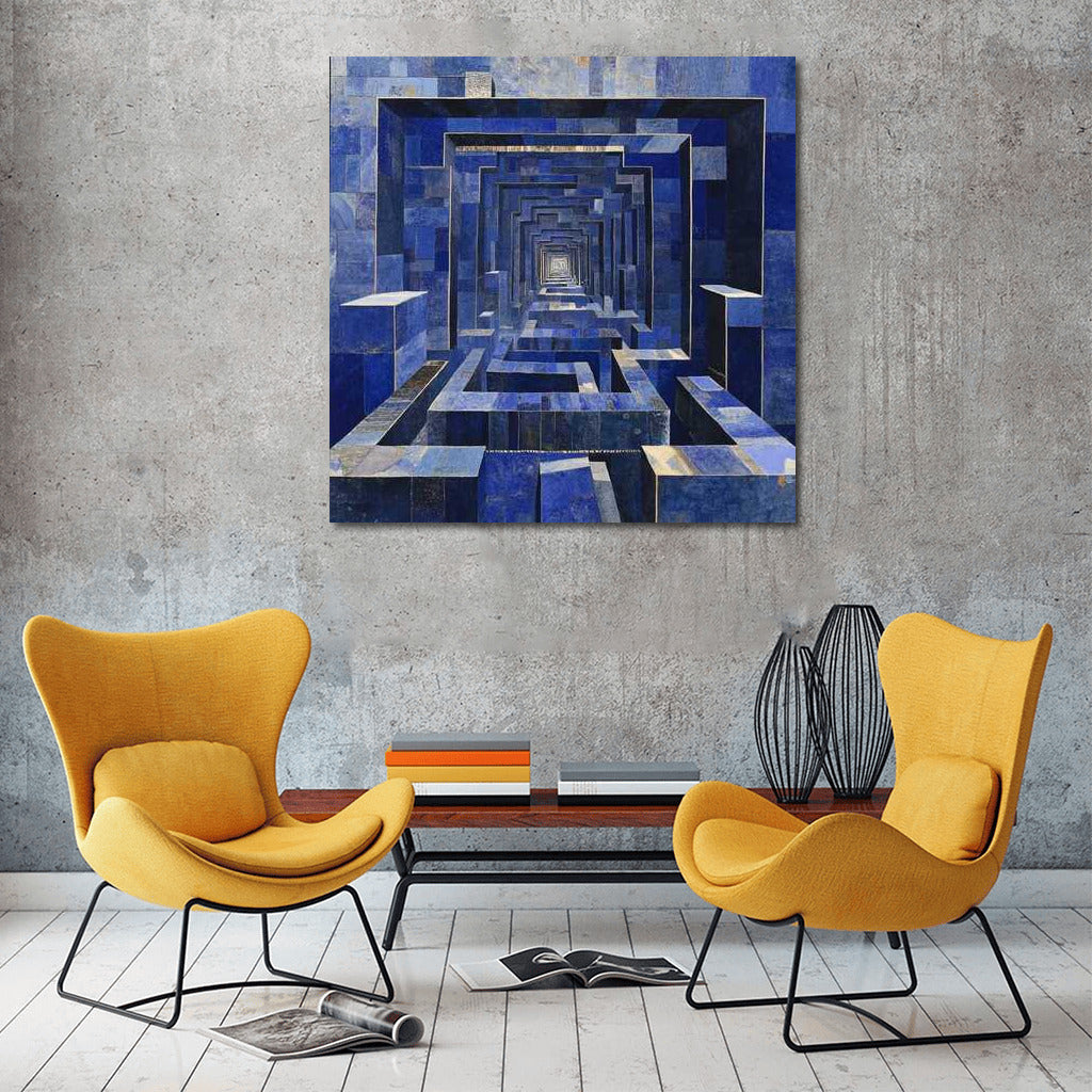 Abstract Labyrinth: Dive into the Blue Depths