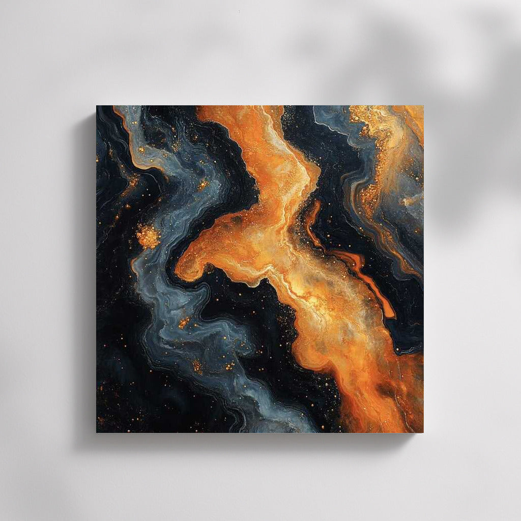 Orange Splashes Abstraction: Brightness and Energy