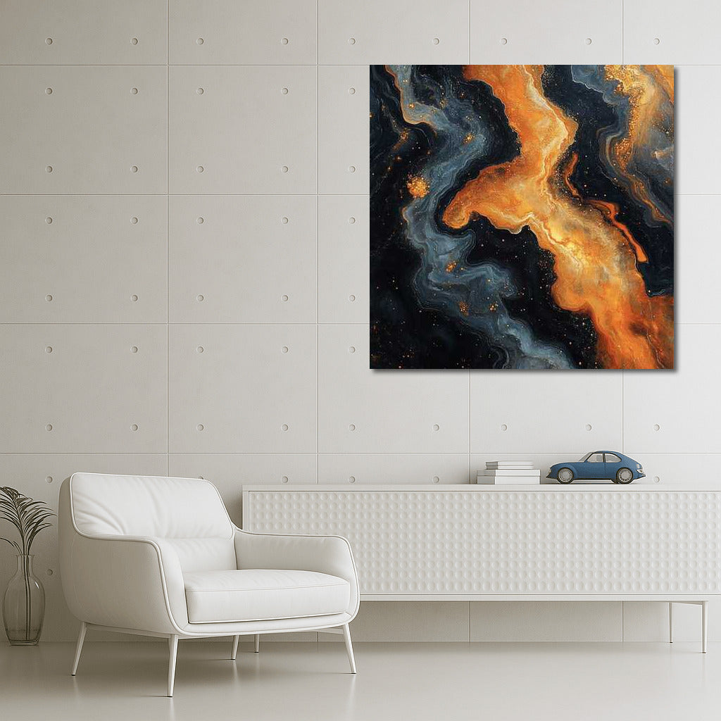 Orange Splashes Abstraction: Brightness and Energy