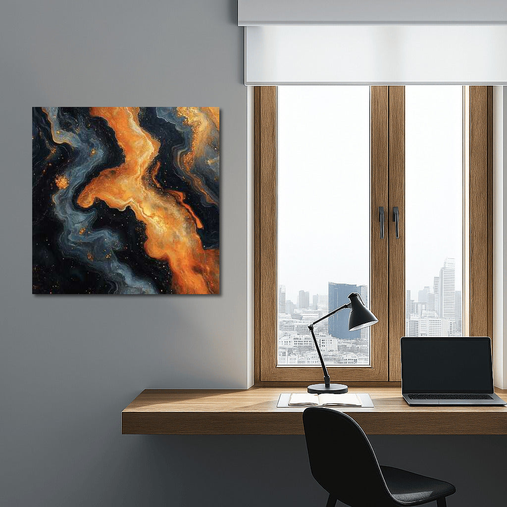 Orange Splashes Abstraction: Brightness and Energy