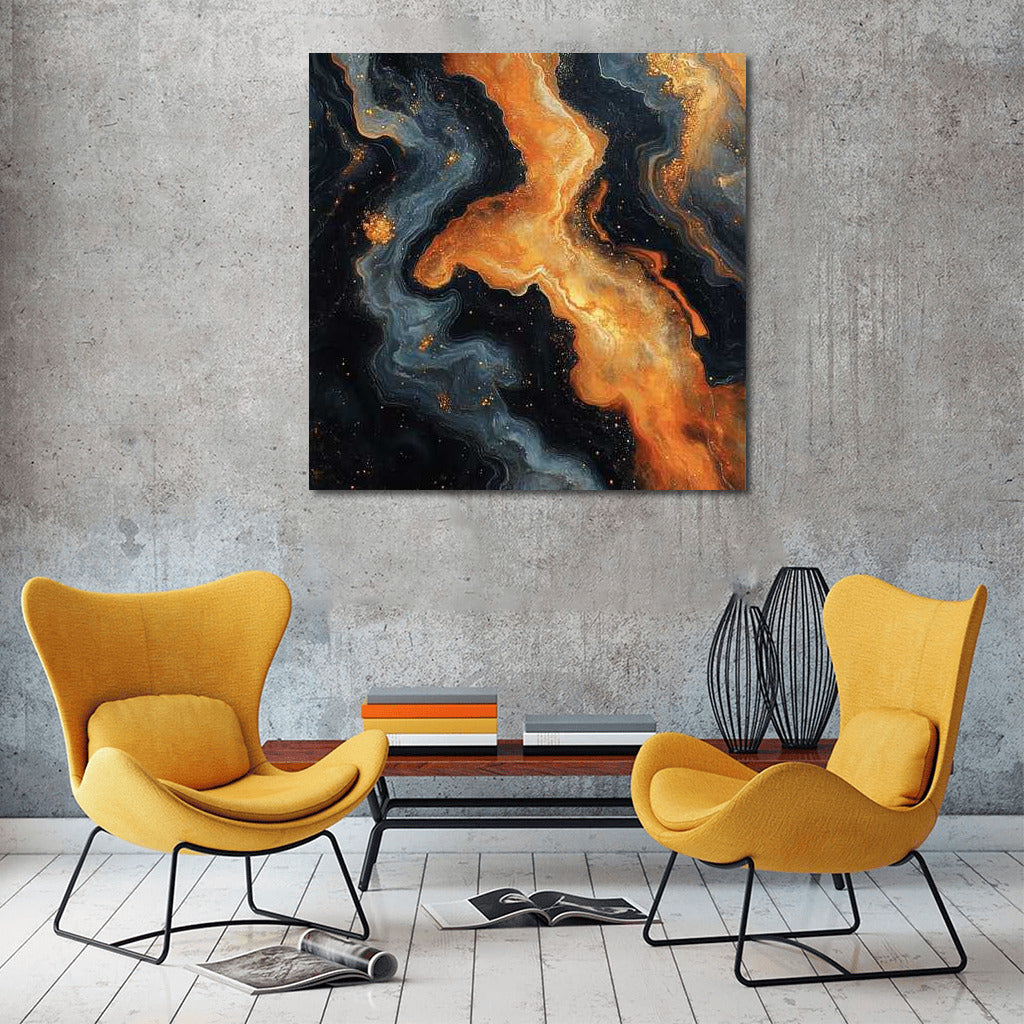 Orange Splashes Abstraction: Brightness and Energy