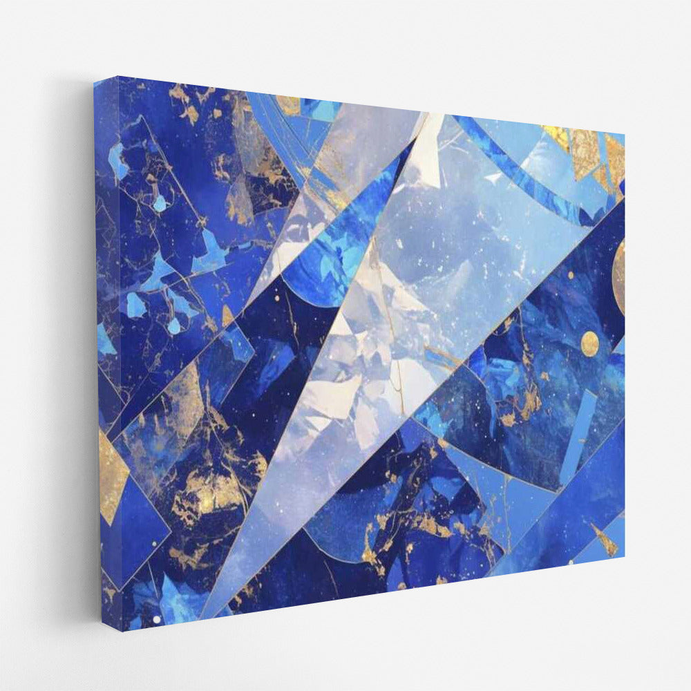 Fairytale Blue Collage: Abstract Dive into Gold