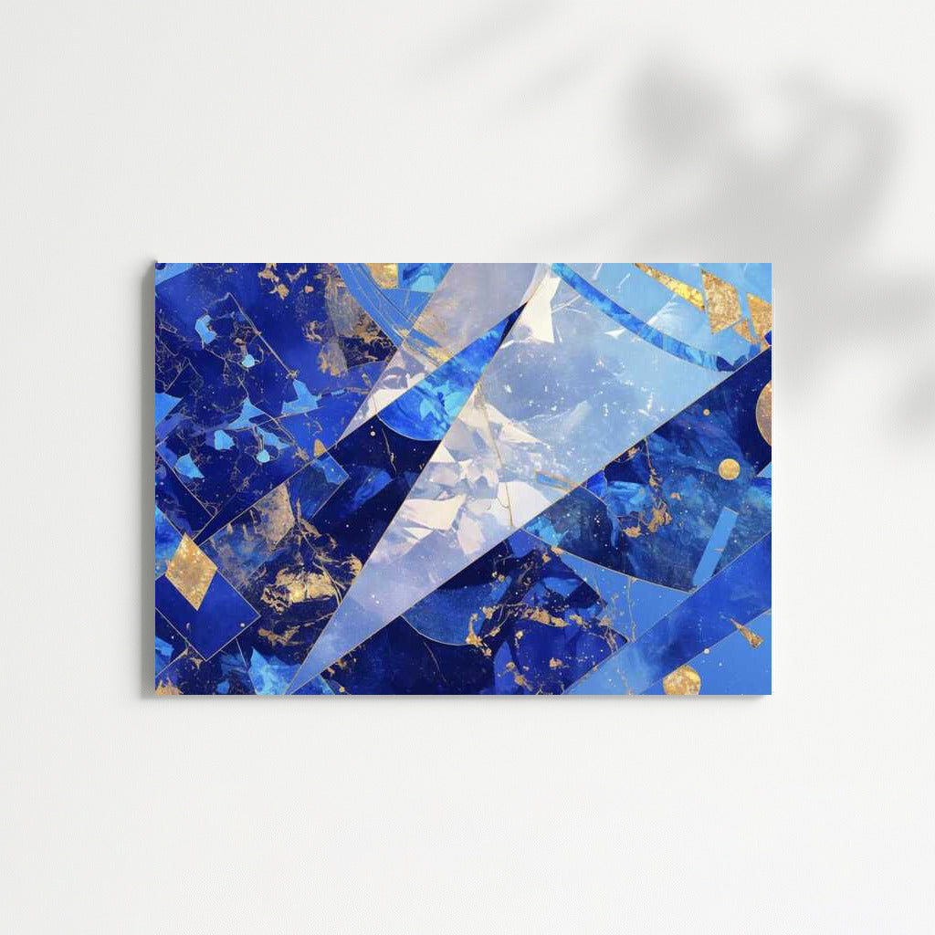 Fairytale Blue Collage: Abstract Dive into Gold