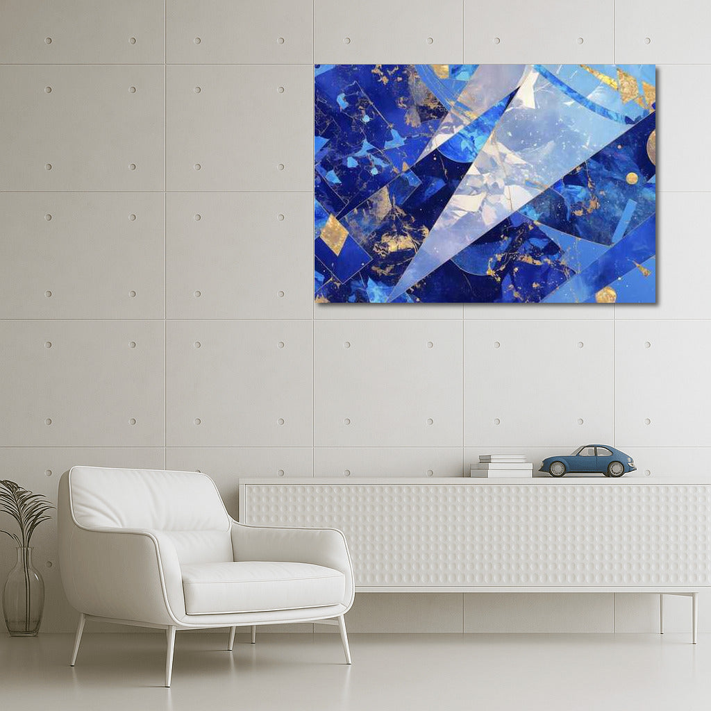 Fairytale Blue Collage: Abstract Dive into Gold