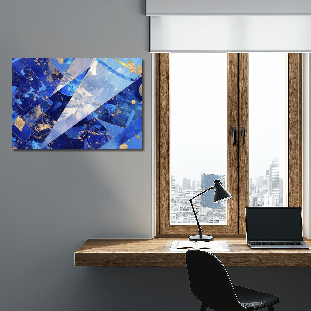 Fairytale Blue Collage: Abstract Dive into Gold