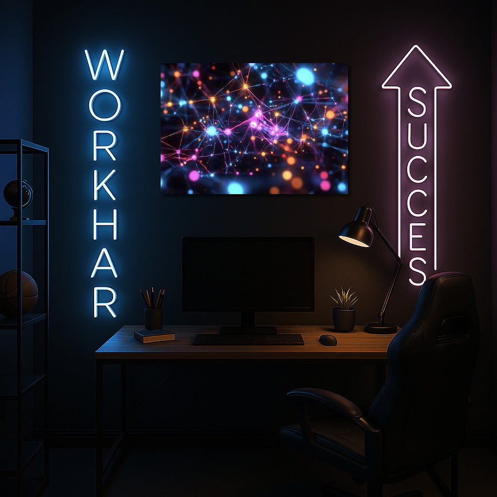 Abstract Neon Network: Bright Connections