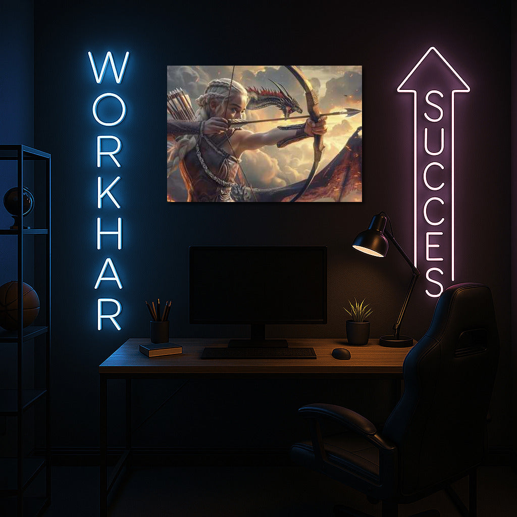 Clash in the Clouds: Warrior and Dragon in Epic Fantasy Style