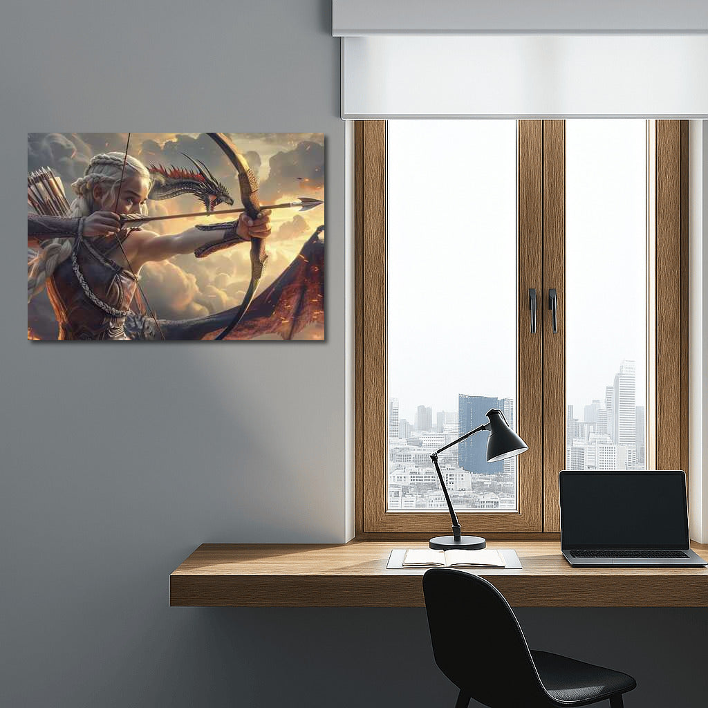 Clash in the Clouds: Warrior and Dragon in Epic Fantasy Style