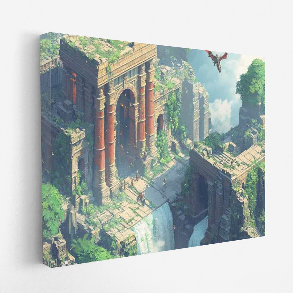 Isometric Fantasy Castle: Dragons and Sky Arches
