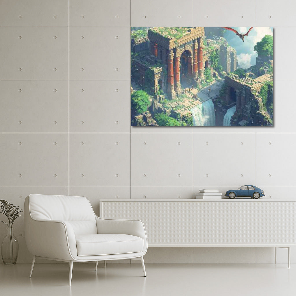 Isometric Fantasy Castle: Dragons and Sky Arches