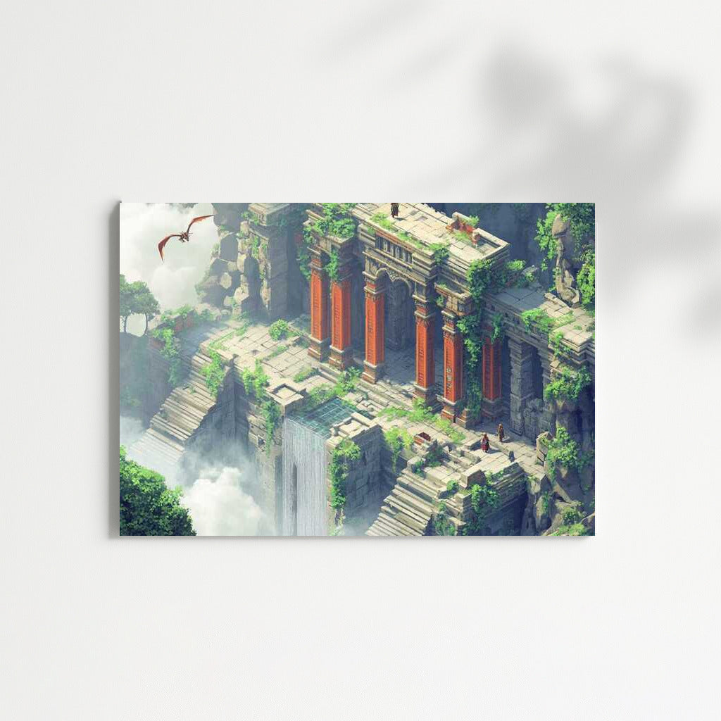 Isometric Fantasy: Dragon and Ancient Ruins