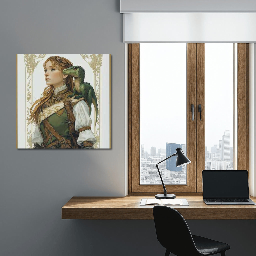 Fantasy Journey: The Mysterious Figure and the Companion Dragon