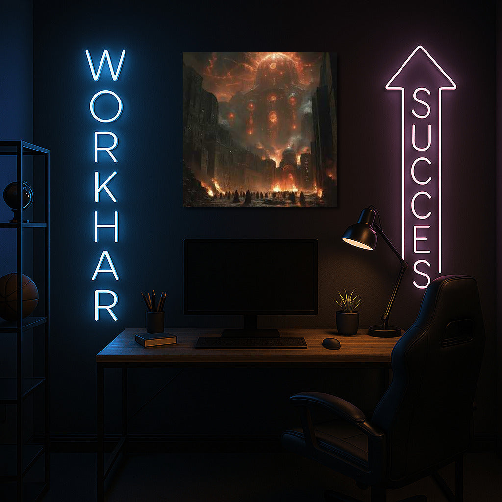 Fire Skies of Ancient City: Epic Fantasy Scene